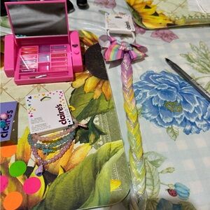 Claire's Multicolor Hair Bow with Braided Clip